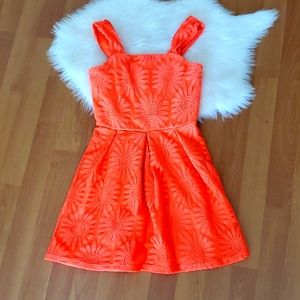 Girls Ally B bright coral orange sundress sz 12
